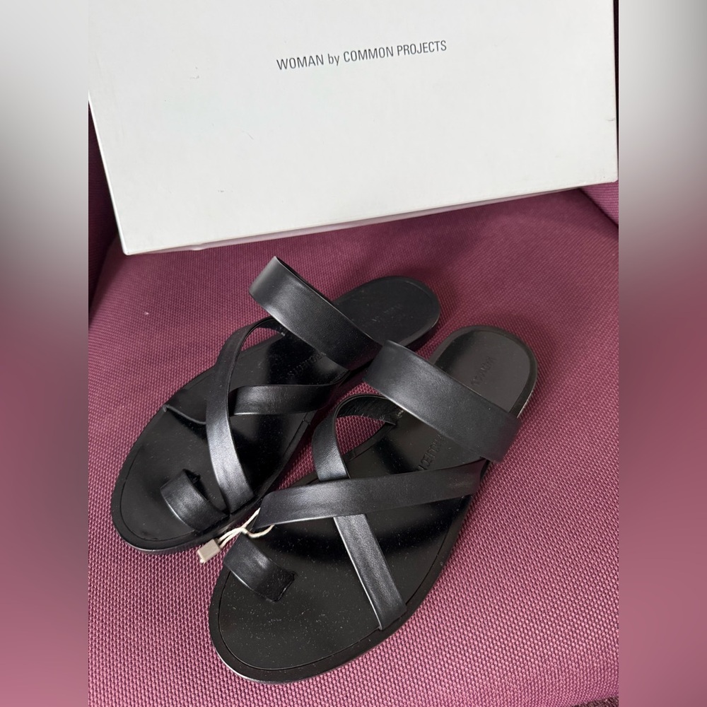Common Projects Black Leather Sandals